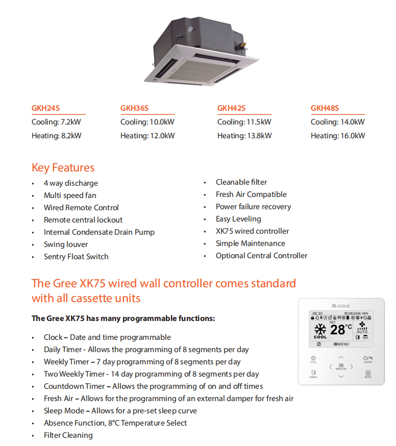 gree Inverter Multi Zone AC Ceiling Cassette Air Conditioning Household
